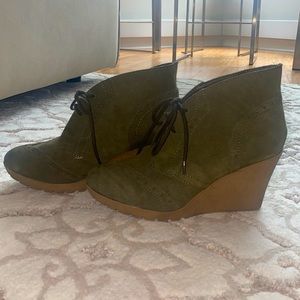 Army green suede booties. Size 7.5. Like new.